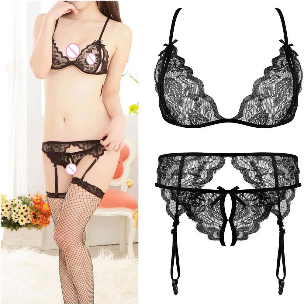 

4Pcs/set Women Intimate Sleepwear Robe Sexy Lingerie Costume Night Gown Lace Erotic Underwear Set