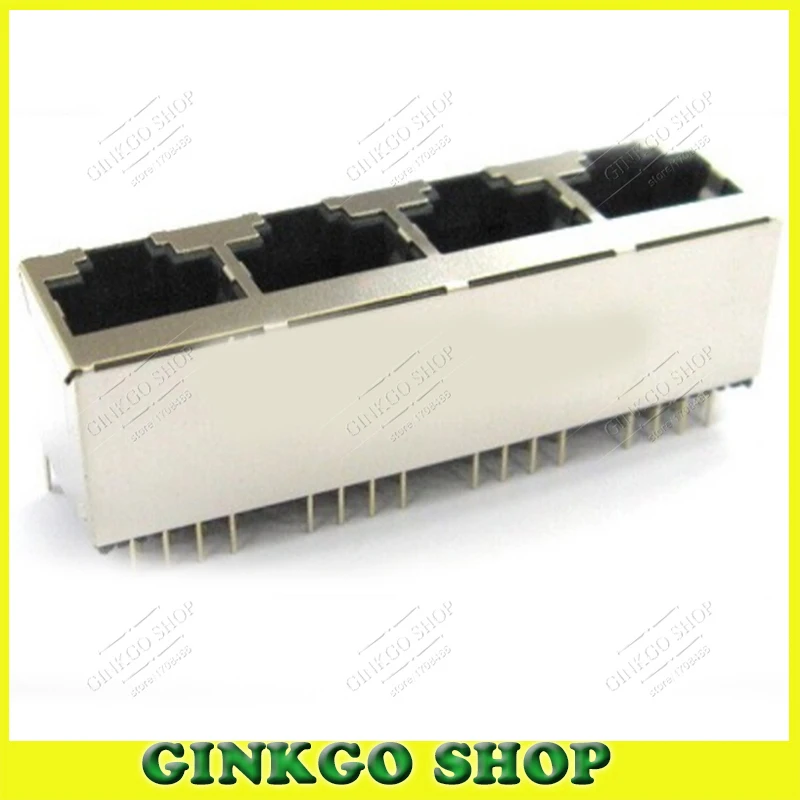 

20pcs New 4 Ports RJ45 5224-8C/1x4 180 Degree Shielded Version Lan PCB Jack Telephone Handset Modular Network Connector