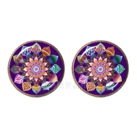 vintage jewelry mandala earrings henna om symbol buddhism zen online shopping india fashion stud earrings for women girls gift