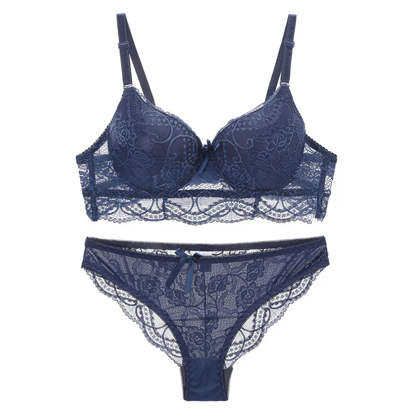 Sexy Lace Bra Briefs Set Push Up Lingerie For Women Thin Cup Brassiere Seamless Panties Bralette Female Underwear#F