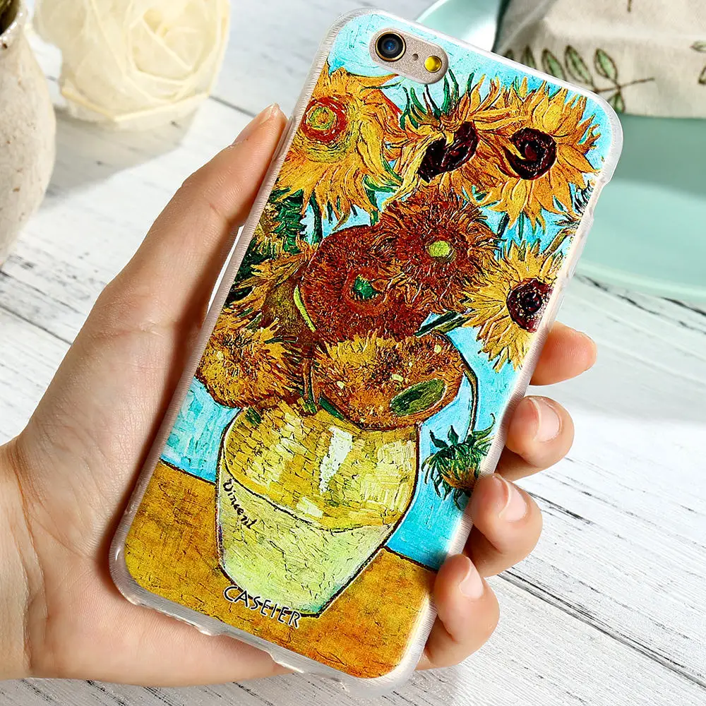 Чехол с подсолнухом для iPhone 6 6s Plus 5S SE чехол масляной краской Samsung Galaxy S7 S6 3D