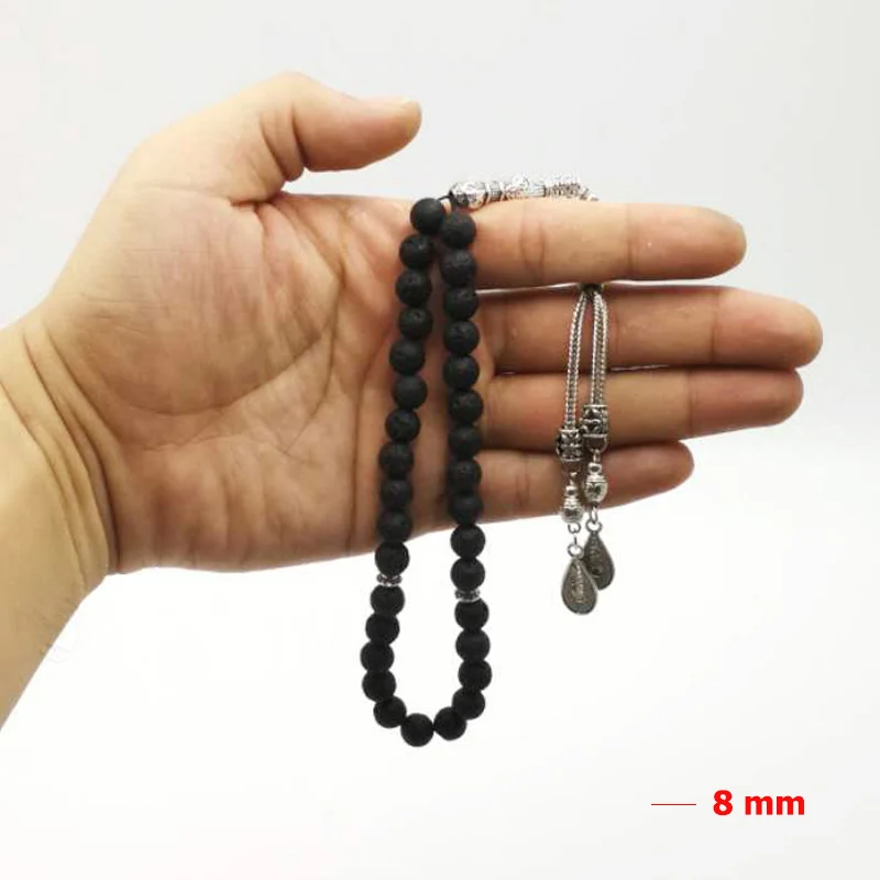 Мужские Tasbih 33 бусины черные натуральные вулканического происхождения браслеты из камней