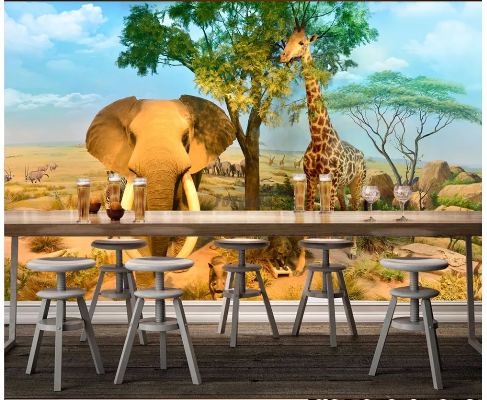 Художественные обои мультфильм и животное для детей абстрактный дизайн