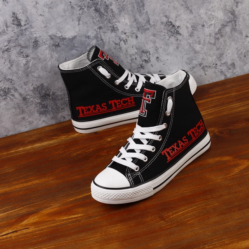 Red Raiders Custom Print Students Flat Canvas Shoes USA Texas Tech University Team Trainers Walking For Football Fans | Обувь