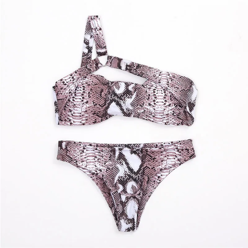 Женский купальник с леопардовым принтом бикини на одно плечо пляжная одежда 2019 |