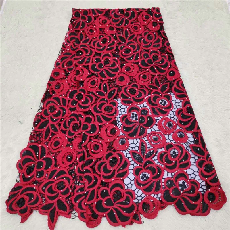 Зеленая гипюровая кружевная ткань из нитей высококачественное водорастворимое кружево платье с камнями для женщин 5 ярдов/партия