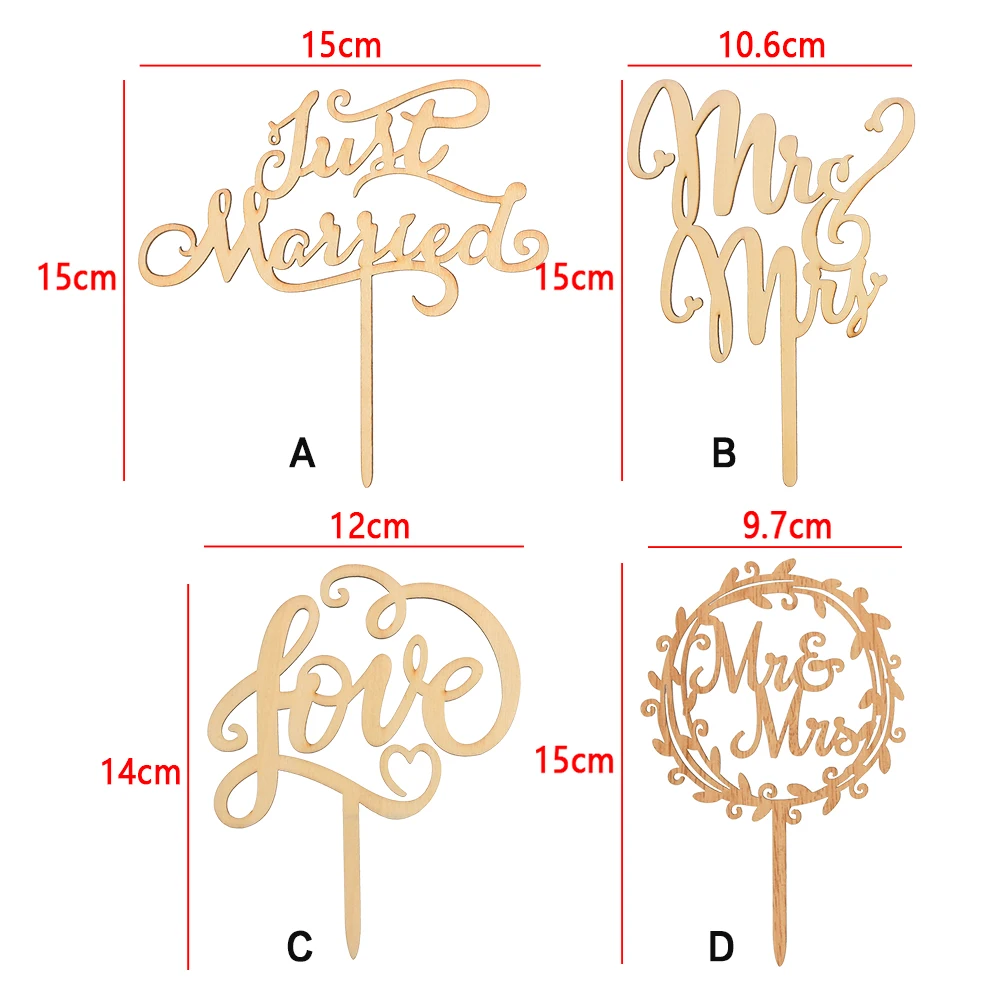 Mr & Mrs торт Topper DIY свадебный лазерная резка деревянные буквы украшения для