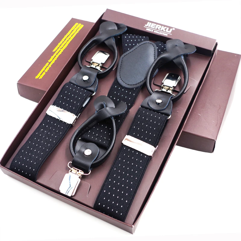 Подтяжки кожаные регулируемые в коробке 3 5*120 см|button braces|mens suspendersmens suspenders fashion |