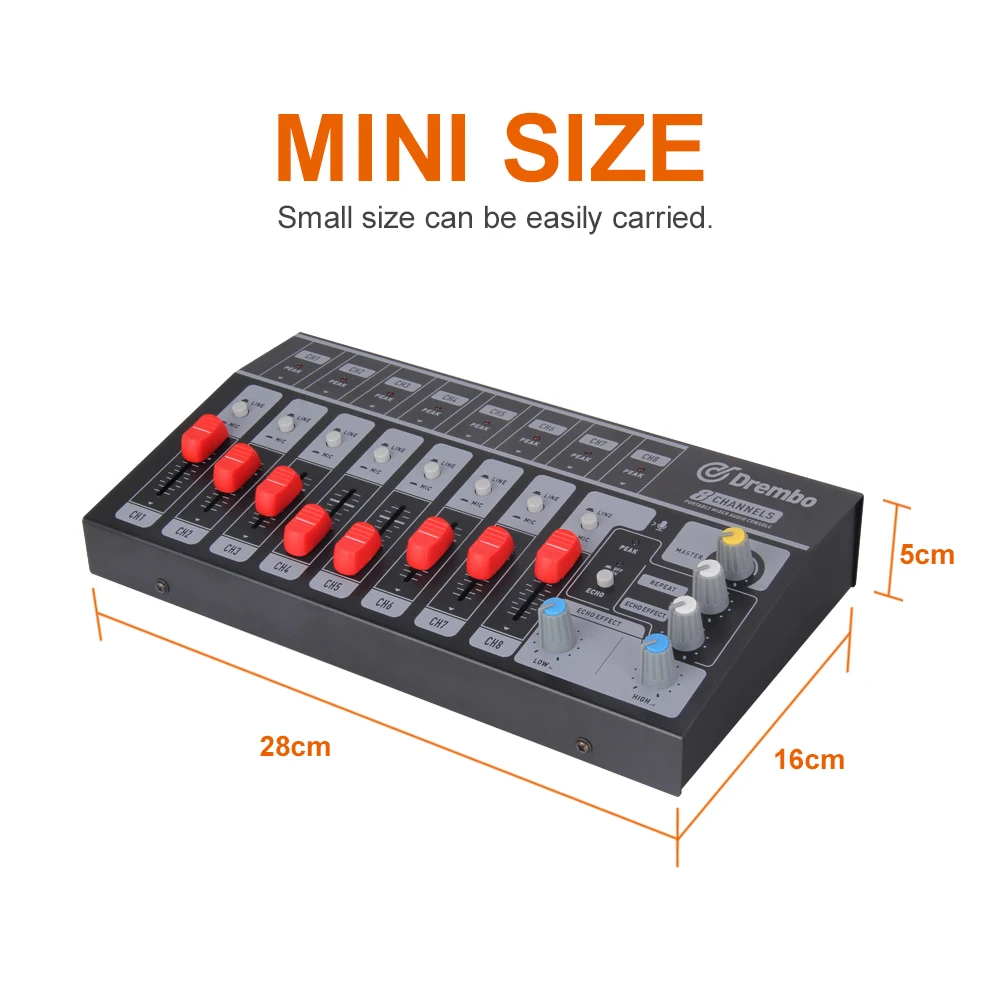 8 канальный один/4 канала стерео USB Портативный мини миксер аудиоконсоль dj микшер