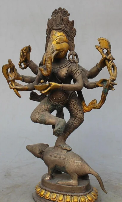 Бесплатная доставка старинный тибетский буддизм серебряная позолоченная 4 руки