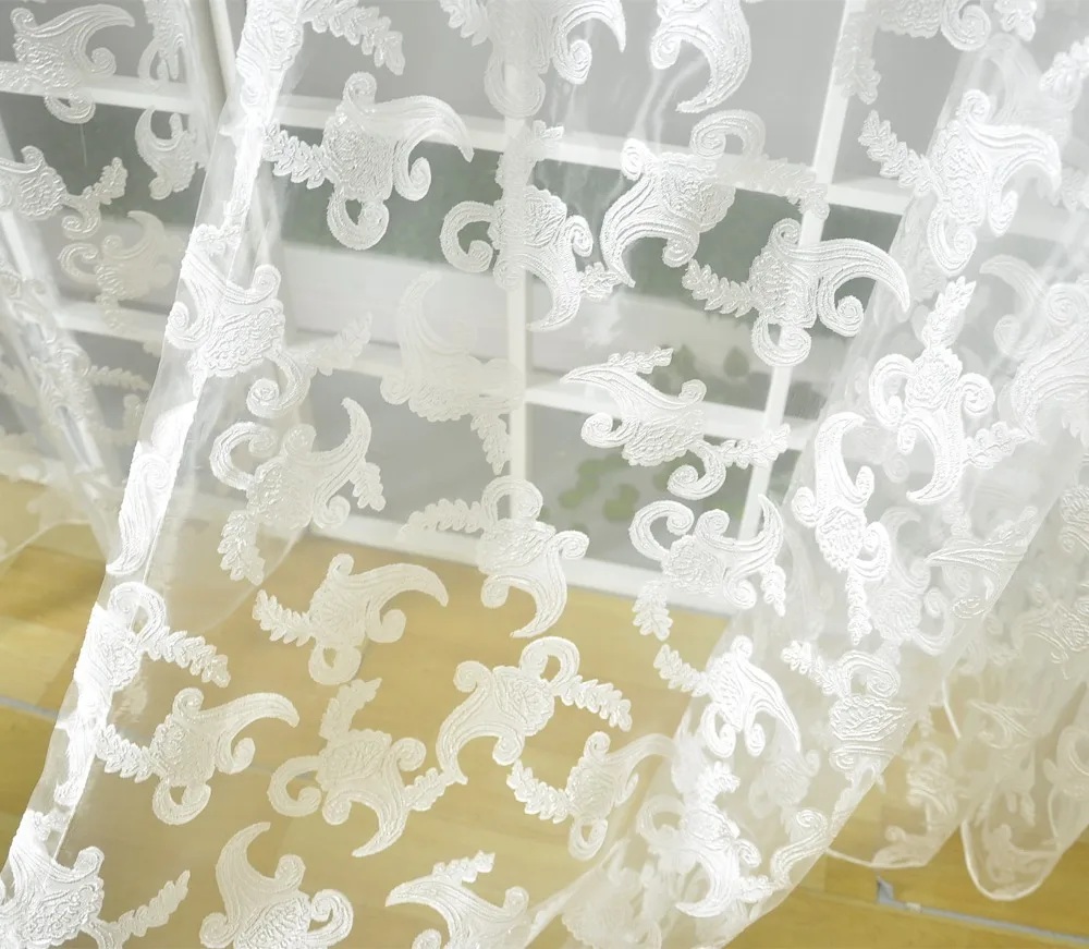 NAPEARL цветочный дизайн белый кремовый деревенский Тюль Короткая занавеска вуаль