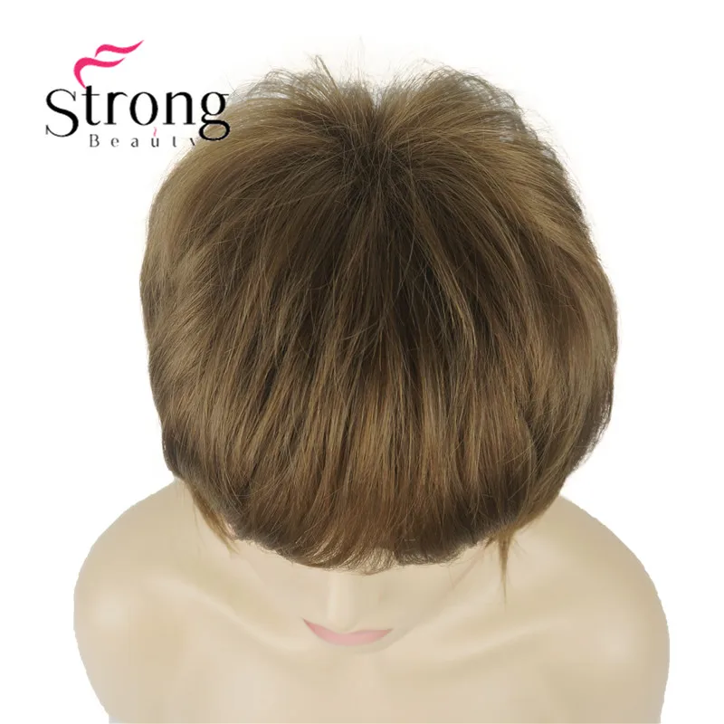 StrongBeauty короткий мягкий слоистый парик Омбре блонд полный синтетический парик
