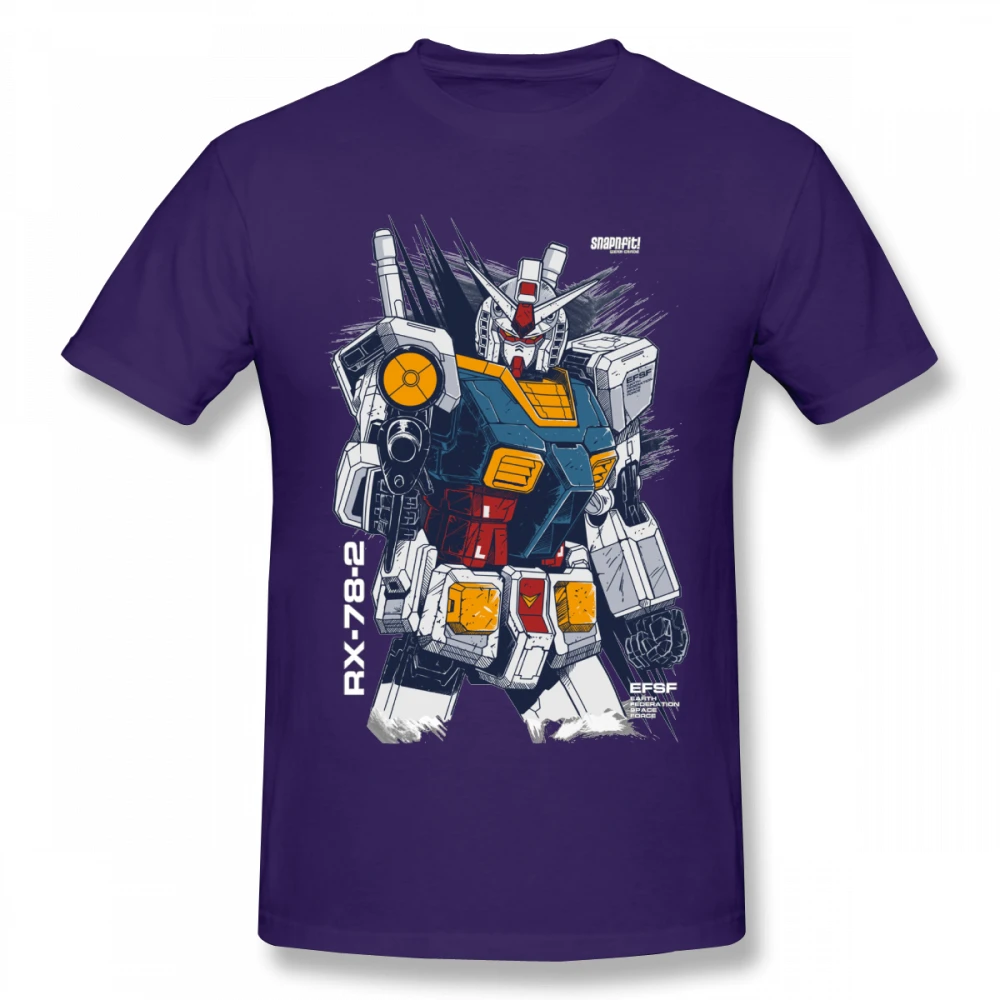 Мужская футболка Gundam из хлопка с коротким рукавом, Повседневная футболка с круглым вырезом, популярная футболка - Цвет: Фиолетовый