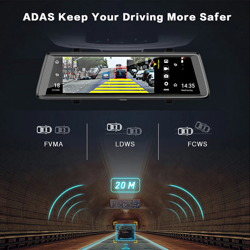 Bluavido 10 &quot4G ADAS Android ваши зеркала и добавит позитива Вашей поездке видеомагнитофон