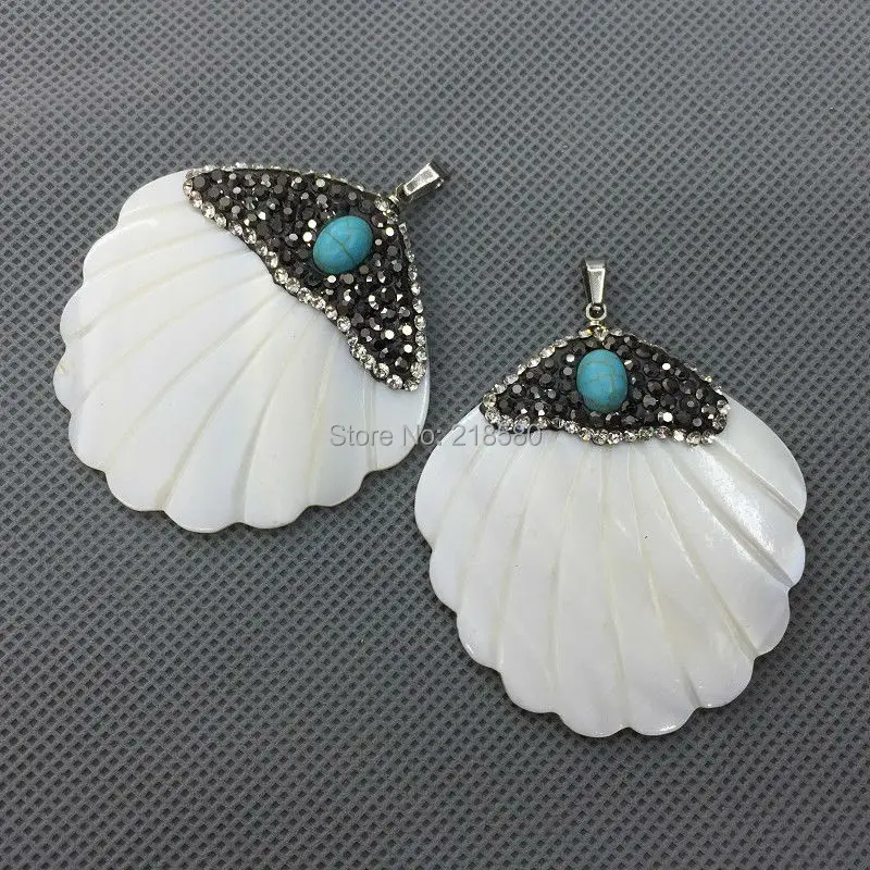 M51127448 оболочка подвеска очарование с CZ паве крышка и Howlite бусины акцент |