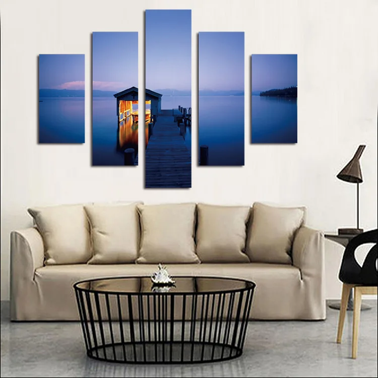 Пять шт. без рамки пляжный дом картина маслом с принтом на холсте для домашнего