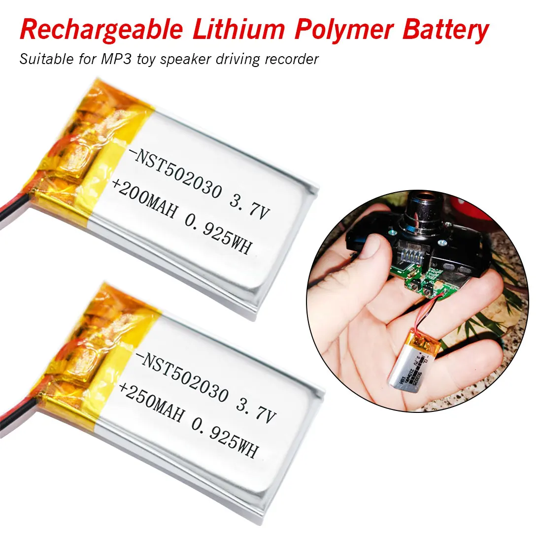 Аккумуляторная батарея 200/250mAh 502030 3,7 V Высокая емкость универсальный 502030 Аккумулятор для MP3 MP4 Динамик для игрушек тахограф POS