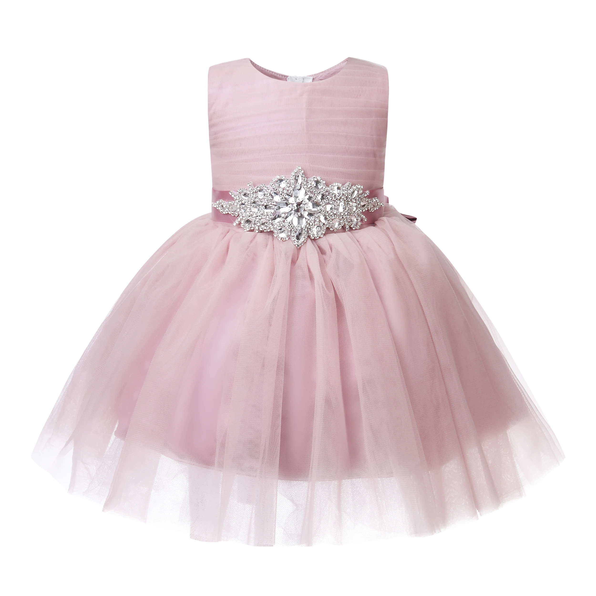 

New Tutu Baby Girl Party Dress Beaded Belt Tulle Flower Gown Party Dress Infant 1 Year Birthday Dress Baby Girl Baptism Vestidos