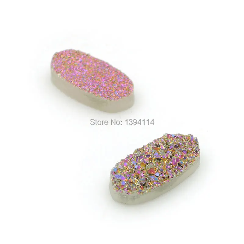 17*10*3mm Mixed Colors Plastic Druse Filigree Oval Charms Of Double Loops Fit For Making Necklaces Jewelry | Украшения и