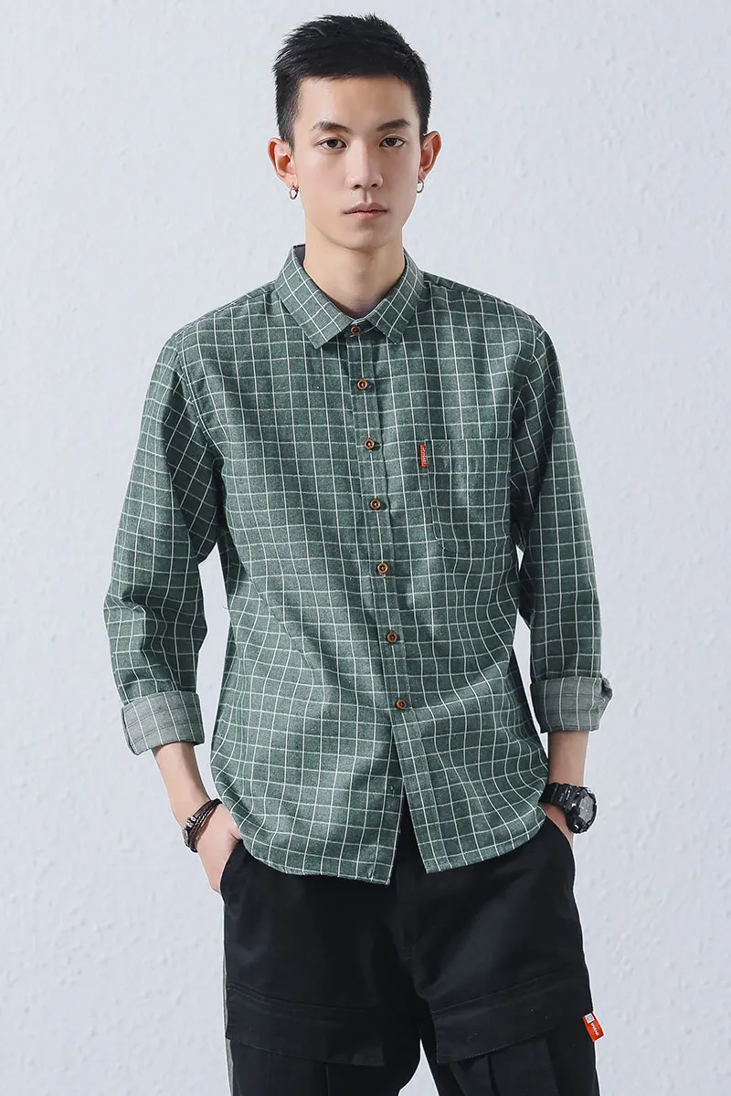 

Cotton Plaid Shirts New Fashion Male Shirts Spring Streetwear MOOWNUC Popular Youth Campus Wear Full Sleeve Men Casual MWC Shirt