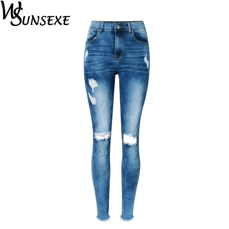 Рваные Женские джинсы карандаш с низкой посадкой из хлопка и денима|jeans low rise|knee