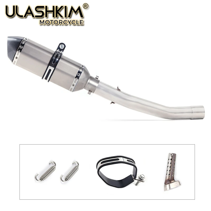 

ZX 6R Stainless Steel Carbon Fiber Face Exhaust Muffler Middle Bend Pipe Slip On For KAWASAKI ZX6R ZX-6R 2008-2019