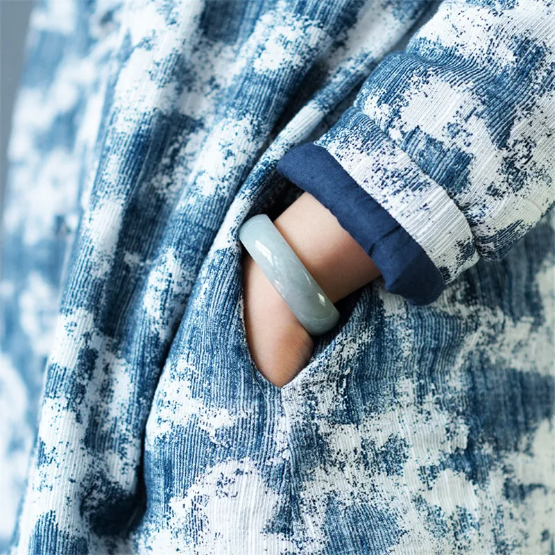 SCUWLINEN 2019 зимние женские куртки Винтаж принт с воротником стойкой свбодная