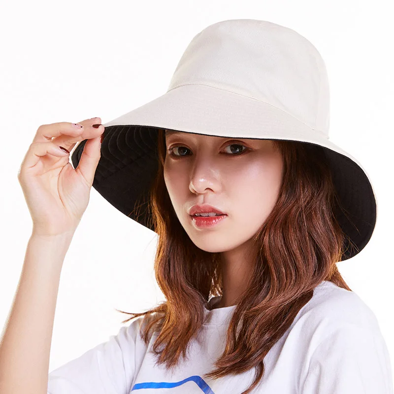 Однотонные хлопковые складной Для женщин женская солнцезащитный козырек летняя