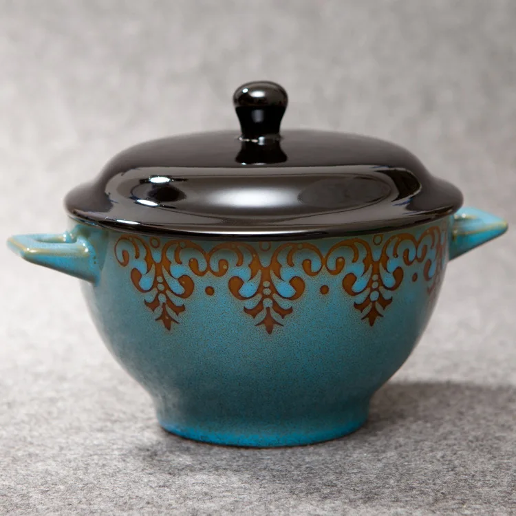 Керамика оригинальный дизайн супница с крышкой посуда Творческий суп горшок
