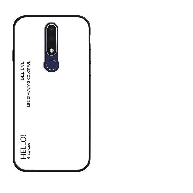 White Градиентный чехол из закаленного стекла для телефона Nokia X6 X7 X71, разноцветный чехол для Nokia 7,1 7 1 4,2 3,1 Plus, защитный чехол - Цвет: White