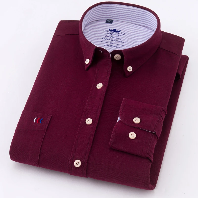 Рубашка мужская классическая однотонная блуза из 100% хлопка Оксфорд деловой