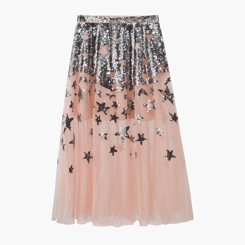 HIGH STREET Новая мода 2018 дизайнерская юбка Для женщин Bling блестками марлевая