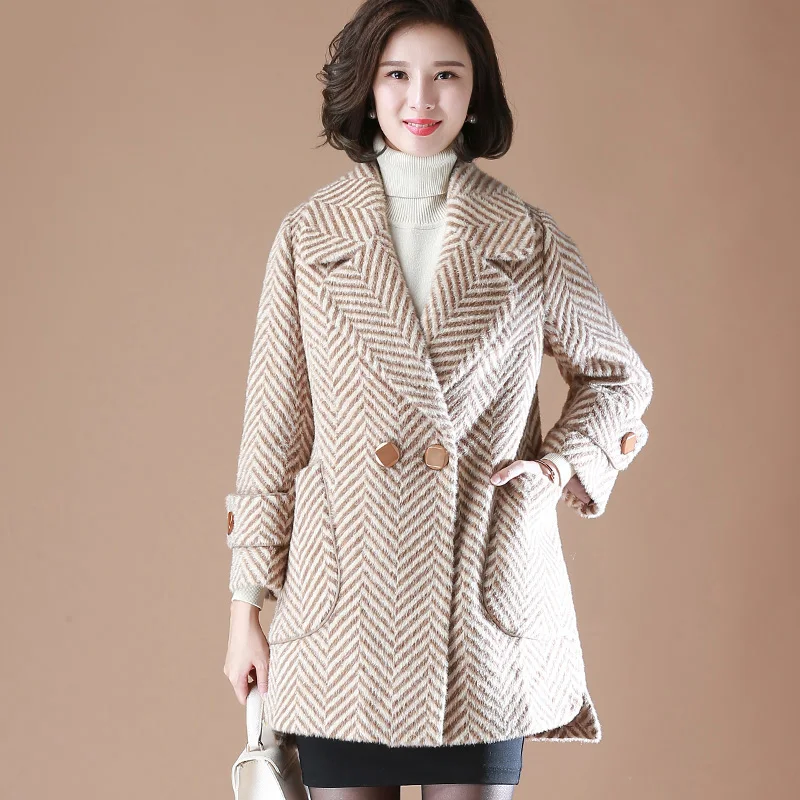 High quality Wool coat women 2019 winter fashion Double-breasted wool long sleeve Female Long Jackets Elegant Blend | Женская одежда