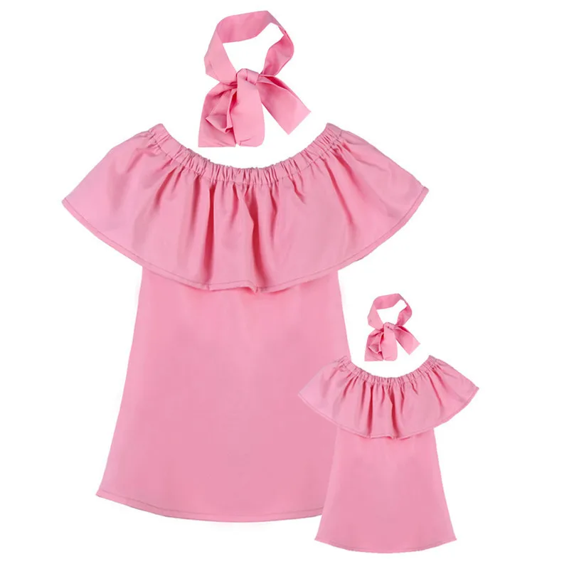 Женское платье с открытыми плечами PPXX оборками для мамы и дочки свадебная