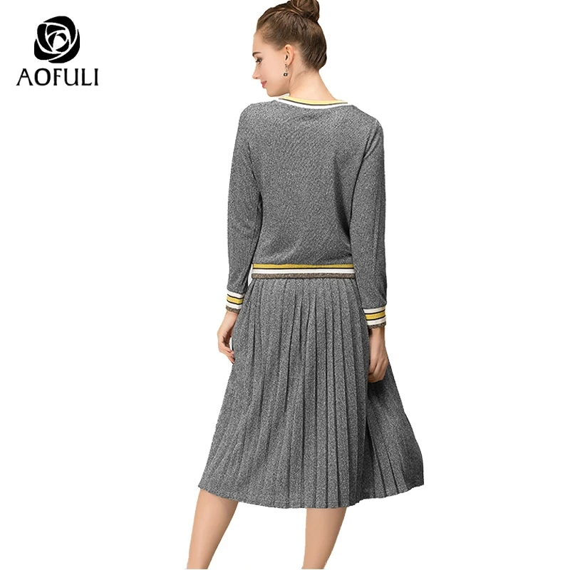 Женский трикотажный костюм AOFULI из двух предметов толстовка с длинным рукавом и