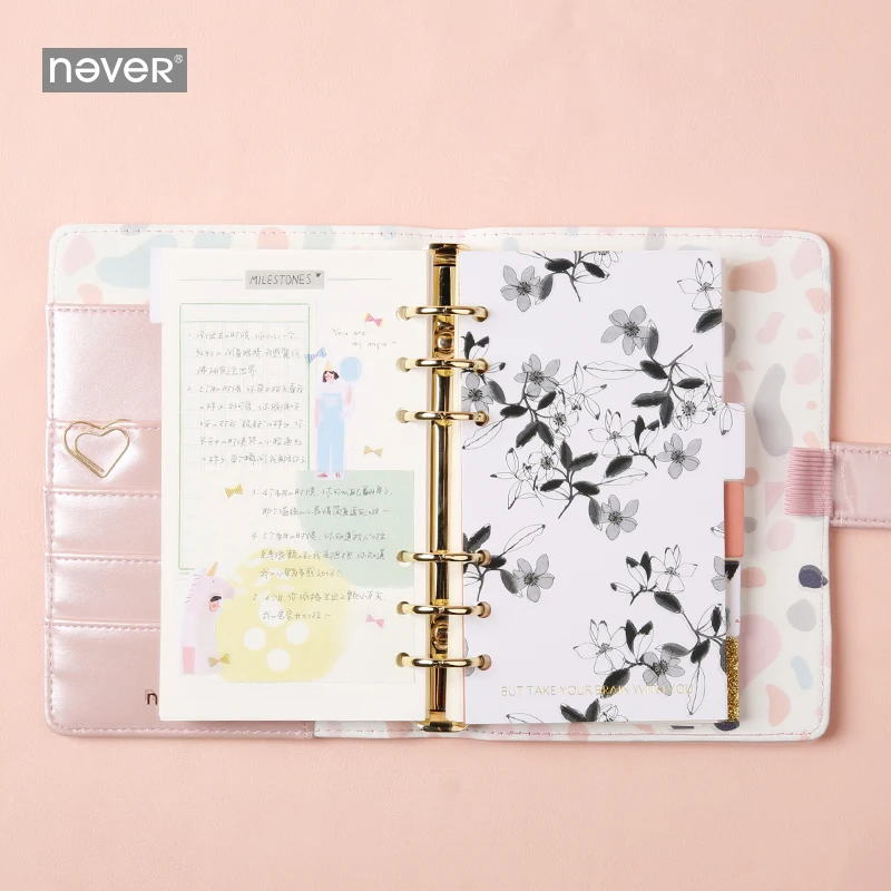 Никогда не светильник, розовая серия, спиральная записная книжка, Корейская сетка, бумага в горошек, А6, ежедневник, дневник, личная записная книжка, Подарочные канцелярские принадлежности