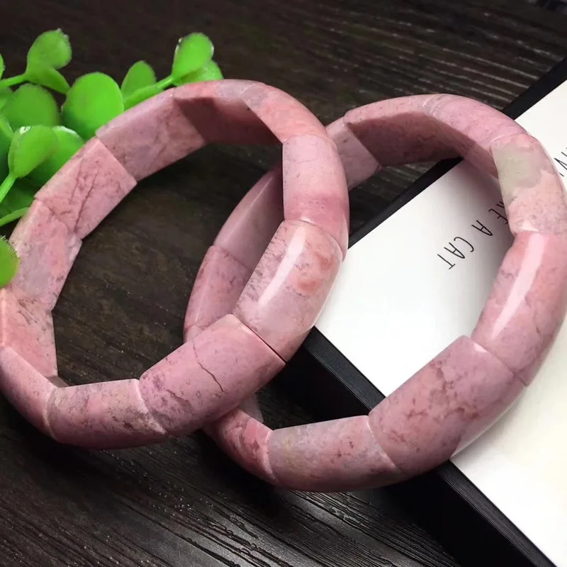 Изящные розовые Персиковые браслеты из натурального камня ручная работа для