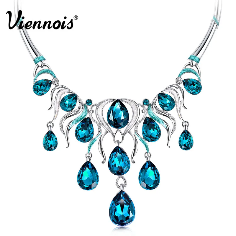 Viennois модное ювелирное изделие синие кристаллы стразы цепочка ожерелье для