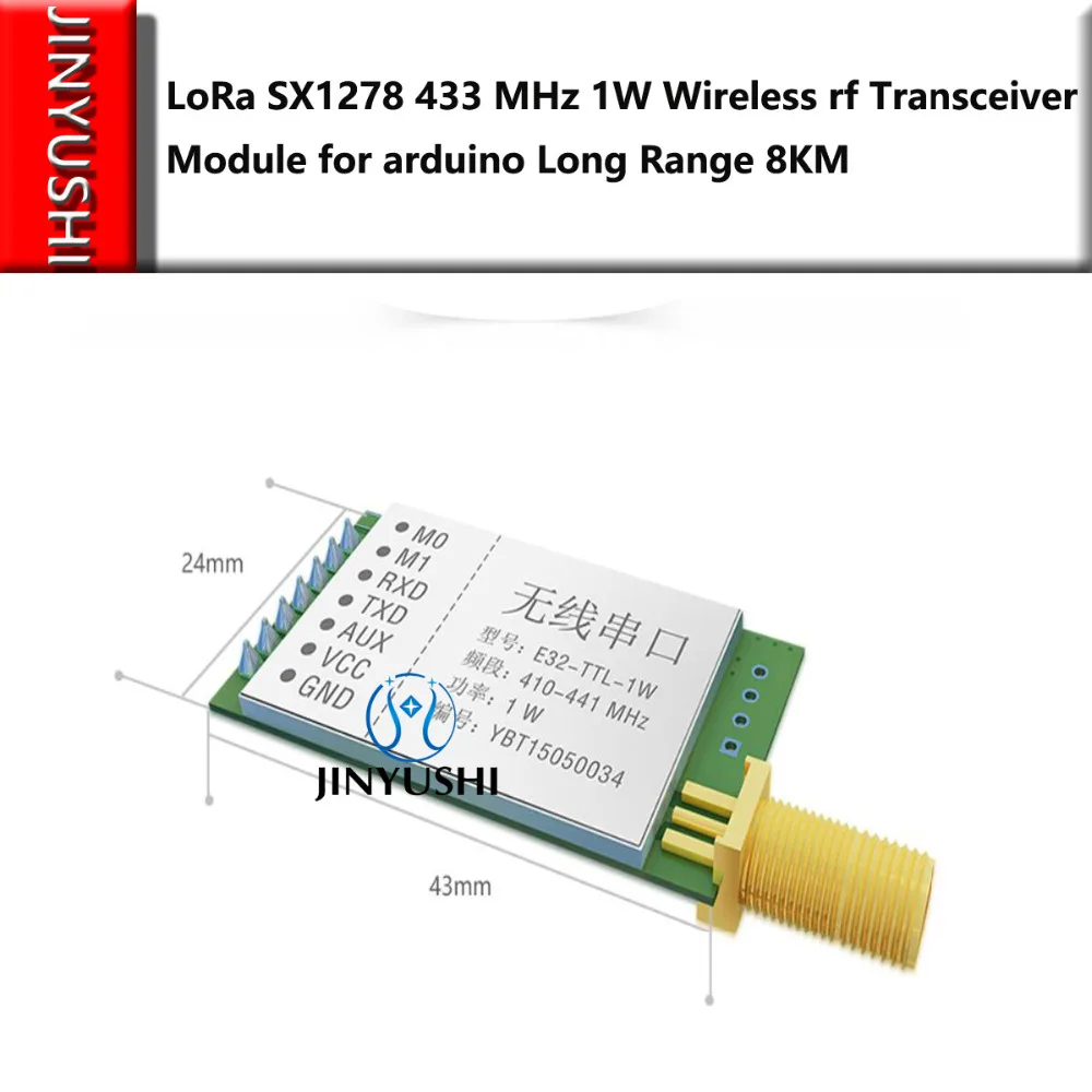 Купи LoRa SX1278 SX1276 радиочастотный передатчик и приемник Module E32-TTL-1W UART 433MHz 1W Long Range 8KM беспроводной приемопередатчик для arduino за 1,541 рублей в магазине AliExpress