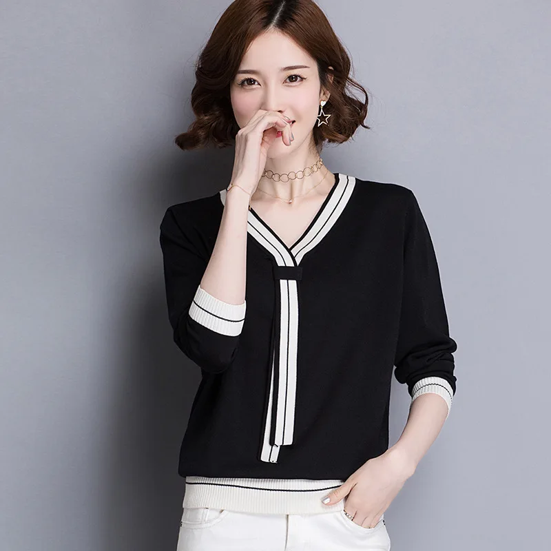 Max LuLu Winter Fashion Korean Style Vintage Wool Knitwear Womens Cotton Knitted Sweaters Striped Warm Female V Neck Pullovers | Женская