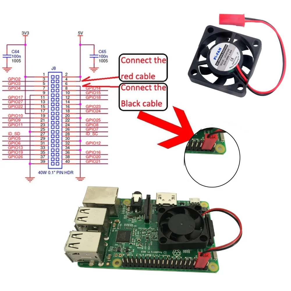 RPI охлаждающий внешний вентилятор для Raspberry Pi 3 2 Модель B + Plus A RPi RasPi 5 в 0.2A