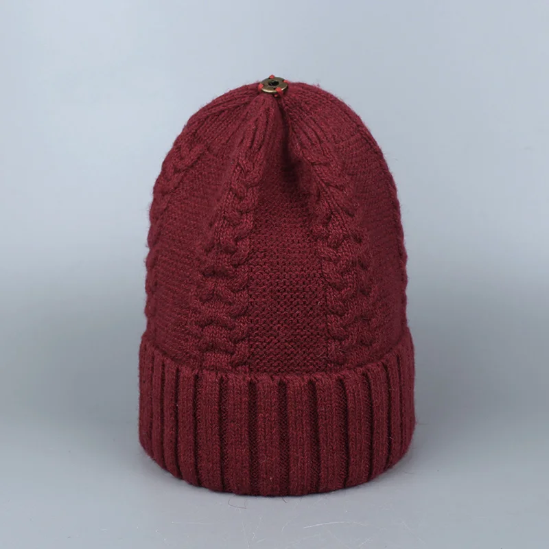 Hat Red Wine Натуральный мех енота помпонами вязаная шапка мяч Beanie зимняя шапка для женщин Девушки Шерсть Хлопок Skullies женский лыжный кепки - Цвет: Hat Red Wine