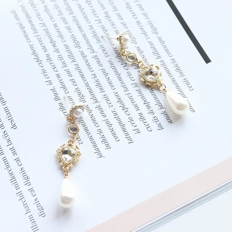 MENGJIQIAO модный прозрачный кристалл любовь Сердце Длинные Pendientes Mujer Moda капли воды серьги-капли с искусственным жемчугом подарки