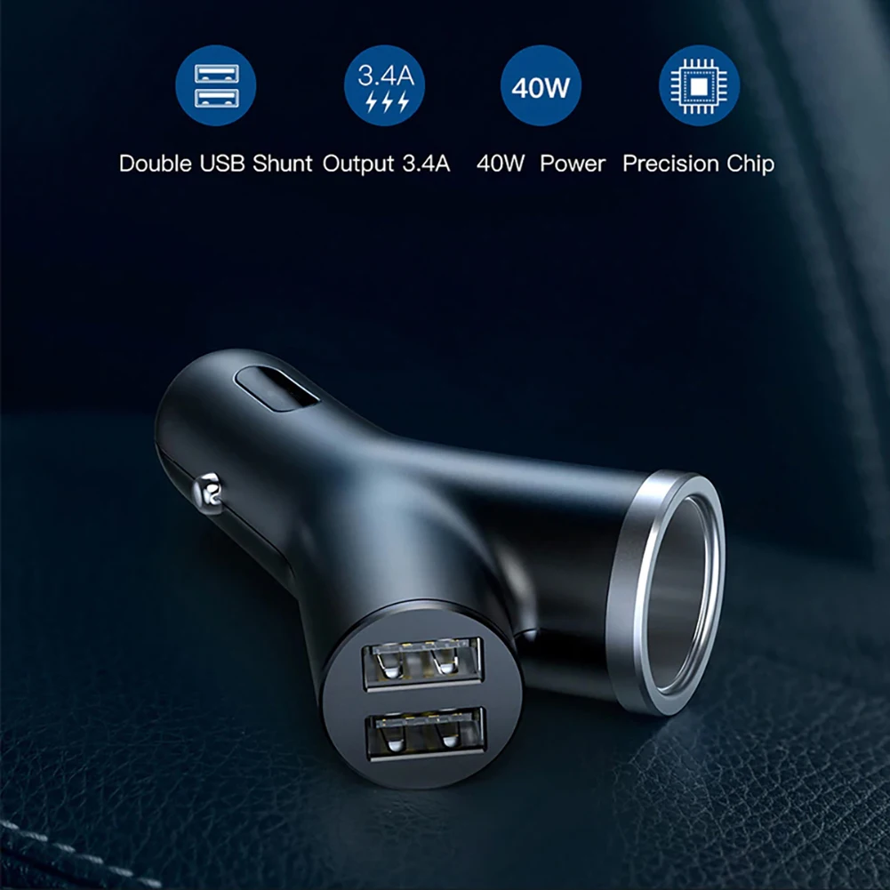 Автомобильное зарядное устройство с двумя USB портами для iPhone Samsung Xiaomi mi