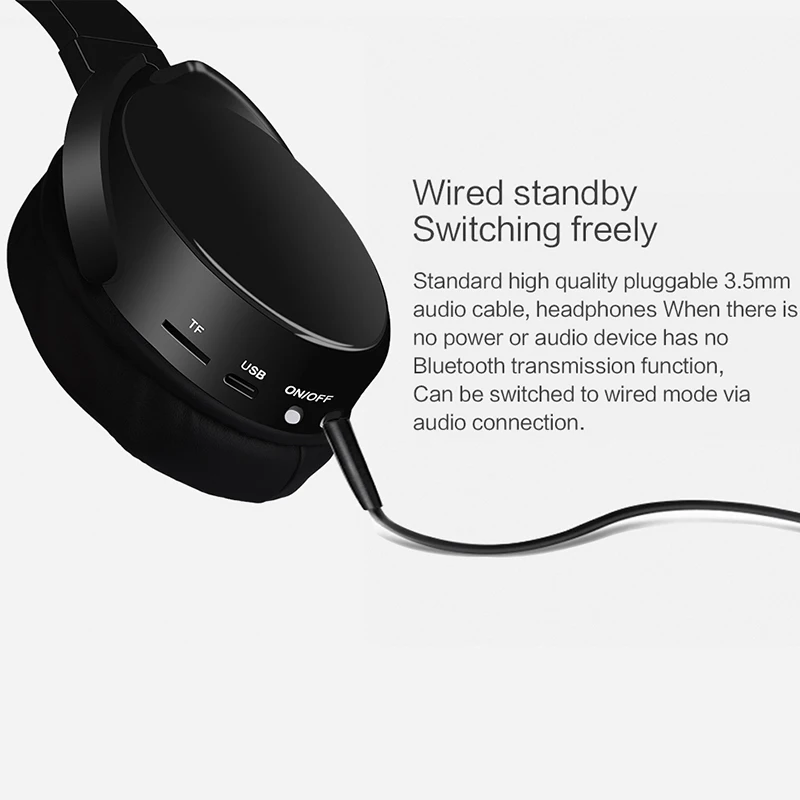 Headset Bluetooth Csr 4.2 Noise Cancellation Hi-fi Stereo Wireless Support Tf Card Mp3 Playing 3.5mm Wired Headphones | Электроника
