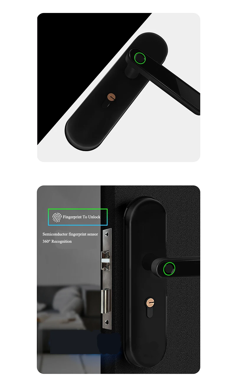 Fingerprint Lock Electric Door Lock with emergency mechanical key for indoor home wooden door