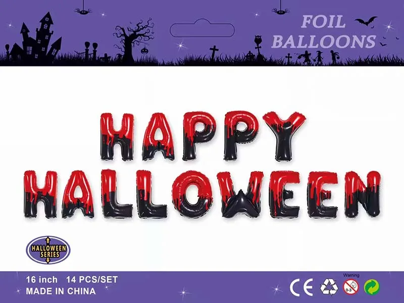

8-Season 14pcs 16inch Happy Halloween Banners Garland Decor Set Foil Ghost Latex Happy Halloween Balloons