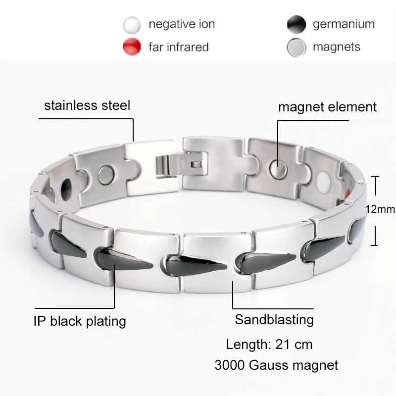 

Oktrendy Magnetic Hematite Bracelet Men's Health Bracelets with Hook Buckle Clasp Therapy Bangles Man Health Care Jewelry
