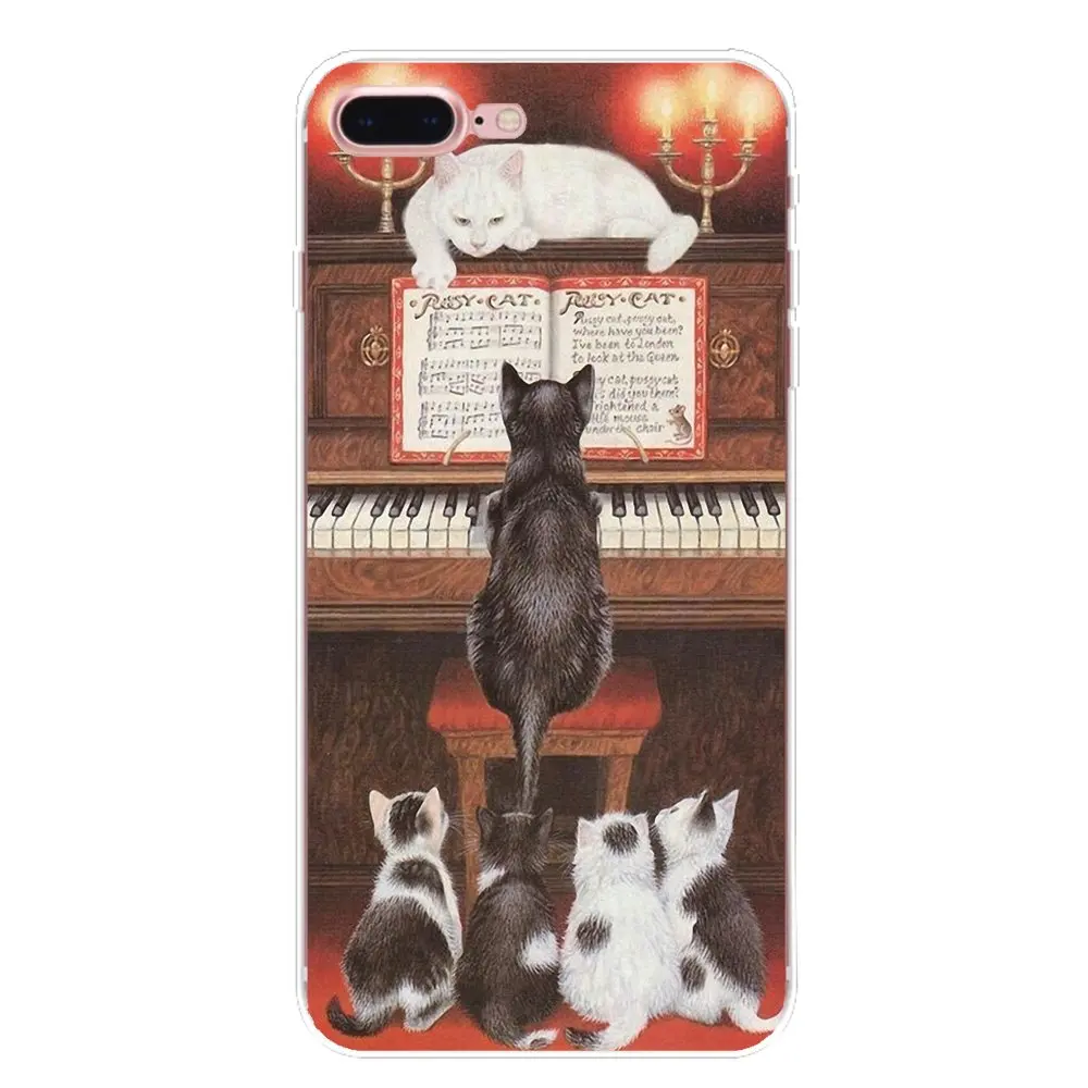 For Samsung Galaxy S2 S3 S4 S5 MINI S6 S7 edge S8 S9 Plus Note 2 3 4 5 8 Coque Fundas cute white cat Silicone Phone Shell Cover |