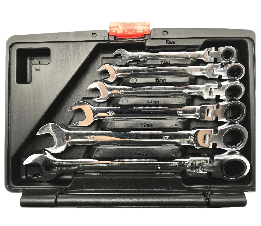 12PCS In Box Combination Ratchet Wrench Flexible Pivoting Head Spanner Set Fixed Ratcheting Sets | Инструменты